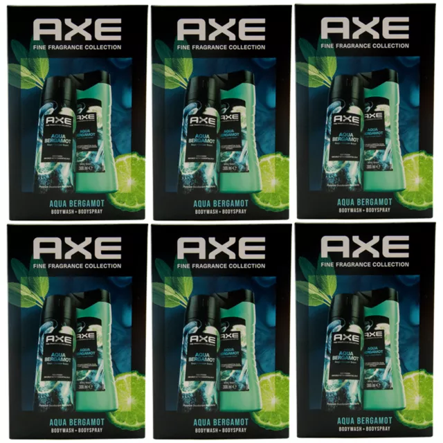 Axe Set de Cadeau Aqua Bergamot 6 X 2teiliges 300ml Gel Douche+150ml Corporel