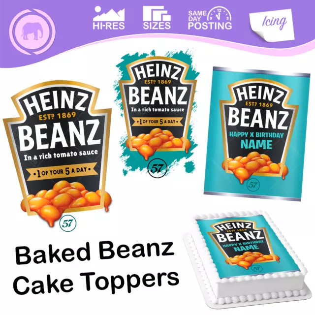 Heinz Baked Beans Beanz Label Can Cake Topper Print Personalised Edible Icing