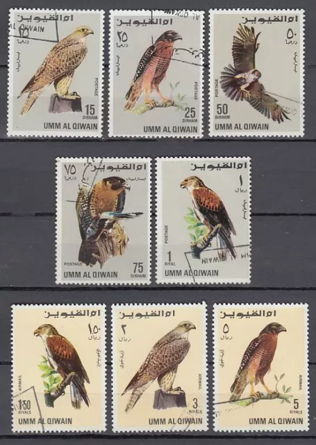 Umm al Qiwain 1968 used Mi.225/32 A Greifvögel Birds Tiere Animals Fauna Nature