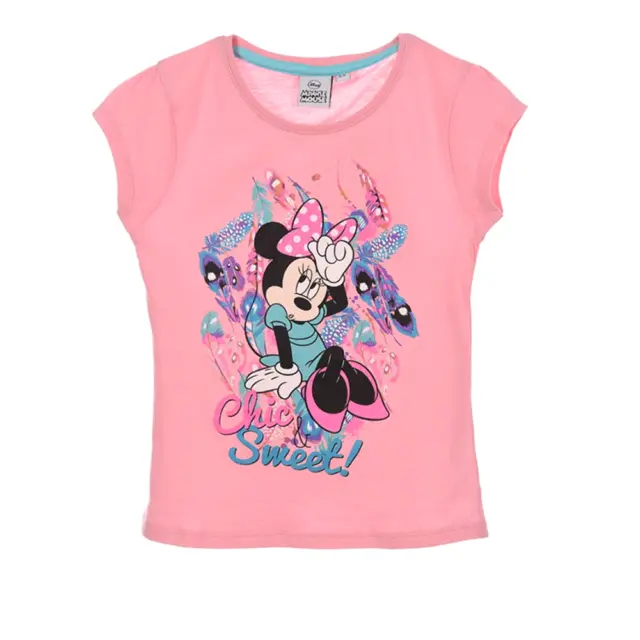 T-Shirt Maglietta Minne Manica Corta Estiva Bambina Disney 3/8 Anni - Ep1080Rosa