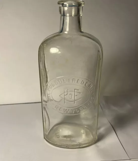 Vintage Embossed Glass Bottle - New York