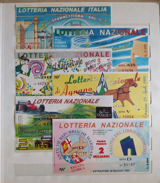 Biglietti lotteria nazionale anno 1995 completo, 13 pezzi