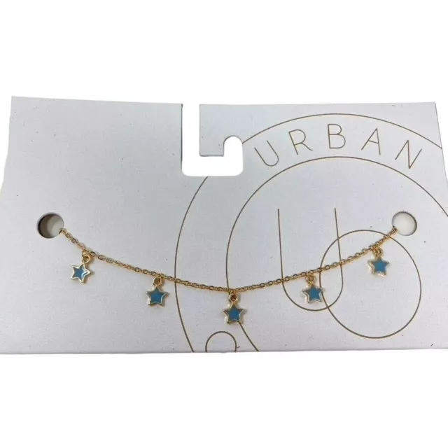 Urban Outfitters Enamel Icon Charm Necklace Blue Stars 16"