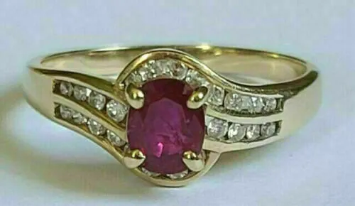 2Ct Oval Cut Lab Created Red Ruby Womens Pretty Ring 14K Yellow Gold Plated
