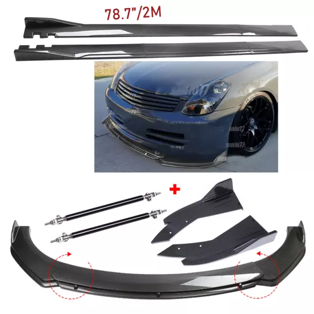 Carbon Fiber Front Bumper Lips Rear Splitter Spoiler For Infiniti G35 Side Skirt