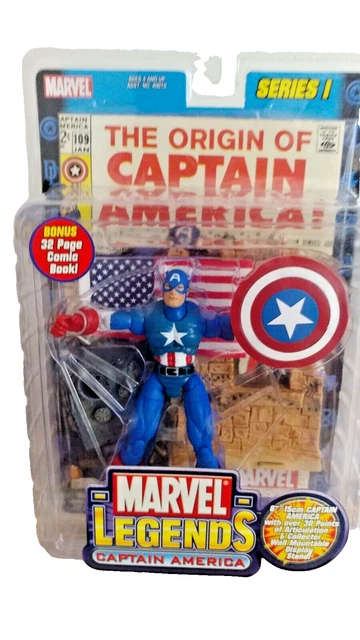 Vintage! Marvel Legends Series 1 Captain America Action Figure by Toy Biz