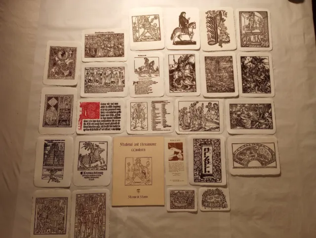 24 Vintage Hand Printed Marque De Martin Woodcuts On Fine Handmade Paper 8x6 Art