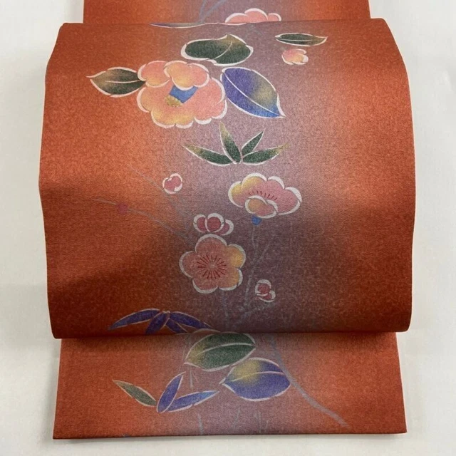 Japanischer Kimono-Obi aus reiner Seide, Bambus, chinesische Pflaume,...