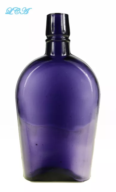 PRISTINE PURPLE LARGE antique COFFIN SHOOFLY whiskey FLASK exquisitely ...