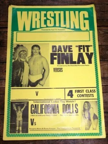 Wrestling Poster  Promotional Vintage Large Original 1980s Califoria Dolls 76 cm