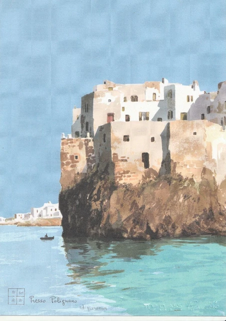 PRESSO POLIGNANO, SERIGRAFIA di Aldo Riso, cm.30x21 firmata dall ...