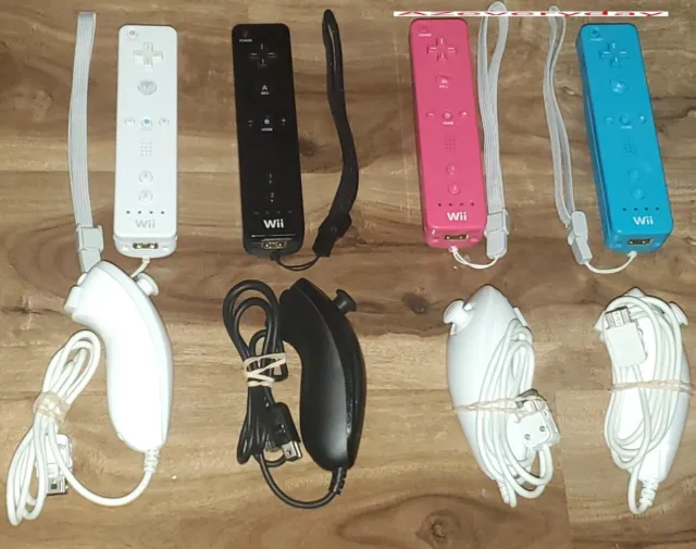 Official Wii Remote + Nunchuck LOT/set Controller Black_Pink_Blue_2 nunchuk OEM