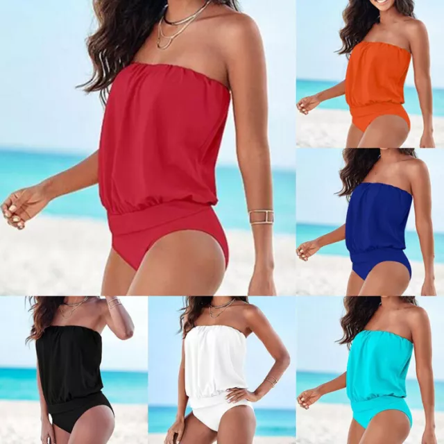 Traje de baño Monokini acolchado de una sola pieza para mujer talla grande.