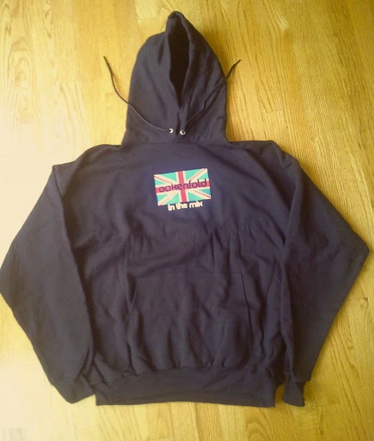 Oakenfold (Xl) Black Hoodie Union Jack Black Zipped Sweatshirt Nwot.