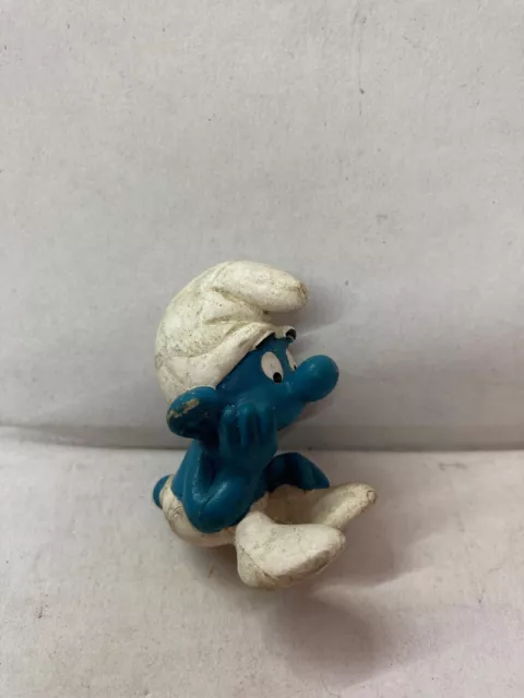 Schleich Puffi Smurfs PUFFO SEDUTO PENSOSO Vintage made Germany