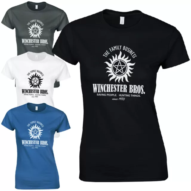 Winchester Bros. Ladies Fitted T-Shirt Supernatural Brothers Sam Dean Bobby Top