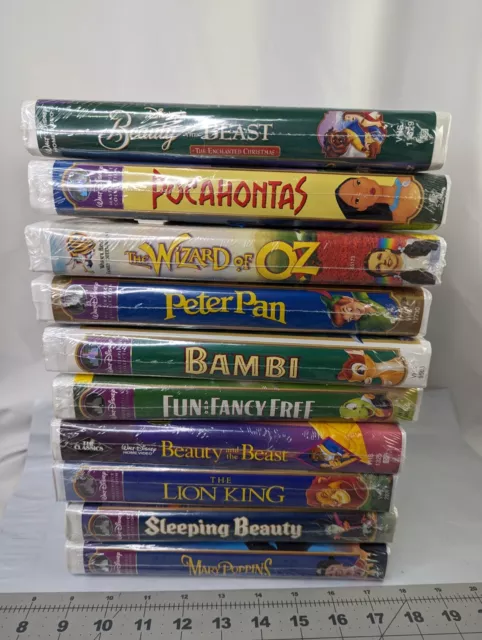 Disney VHS Movie Lot Beauty Beast Bambi Lion King Peter Pan Pocahontas Poppins