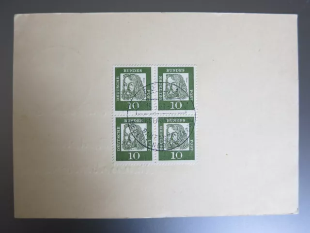 4 DÜRER Briefmarken Ersttag 15. 6. 61 auf Postkarte aus Bonn