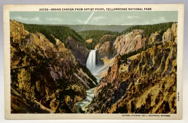 Grand Canyon from Artist Point, Yellowstone National Park, Haynes Postcard