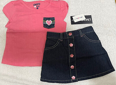 Limited Too Toddler Girls Outfit 2 Piece Set 3T Pink Lace Tank Top Denim Shorts
