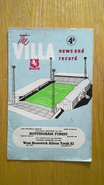 Aston Villa v Nottingham Forest 1963-64 includes West Bromwich Albion Youth Cup