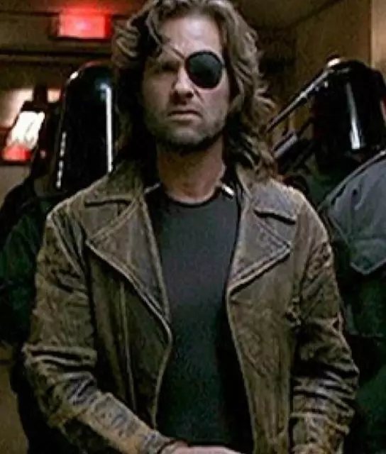 Escape from LA Kurt Russell Snake Plissken Distressed Brown Leather Jacket