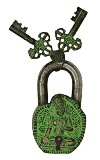 Tibetan Deity Tara Design Padlock Victorian Style Handmade Solid Brass Door Lock