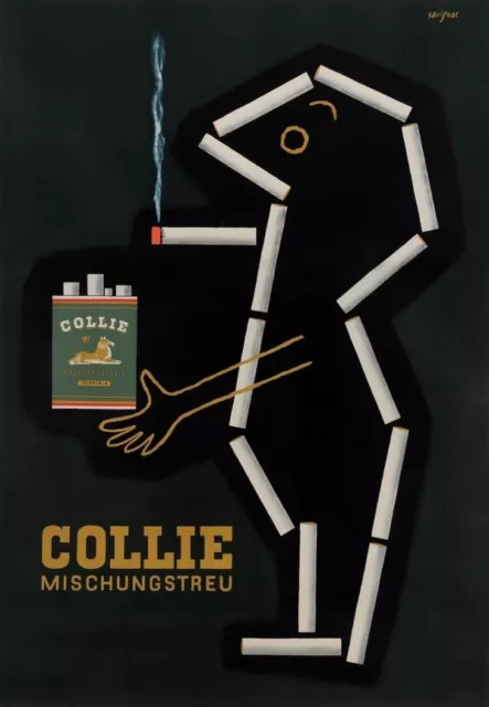 Original Vintage French Poster Advertising "Cigarettes Collie" by Savignac 1952