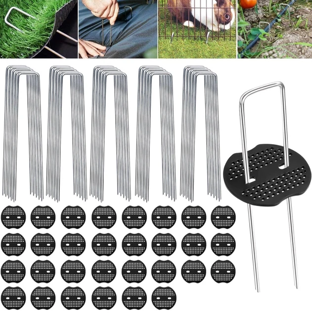 100 Picchetti Da Giardino A U In Acciaio Zincato – Ancoraggi A Terra Verdi, 15 Cm, Per Teli E Reti