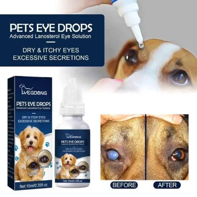 Gocce comfort occhi di animali domestici - sollievo per occhi secchi che corrono - soluzione lubrificante