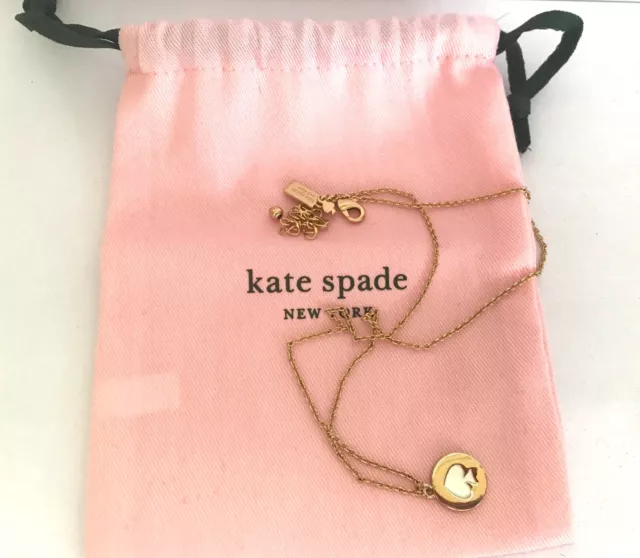 Kate Spade New York Gold Plated White Enamel Spade Charm Necklace