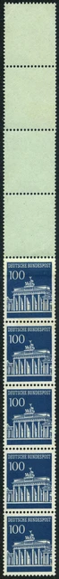 Bund Brandenburger Tor planatol 100 Pf Rollenende 5+4 türkis,  MiNr 510w
