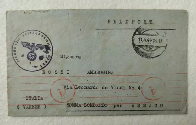 Rsi Feldpost A 83238 11/4/1944 Per Arsago Varese Divisione Littorio