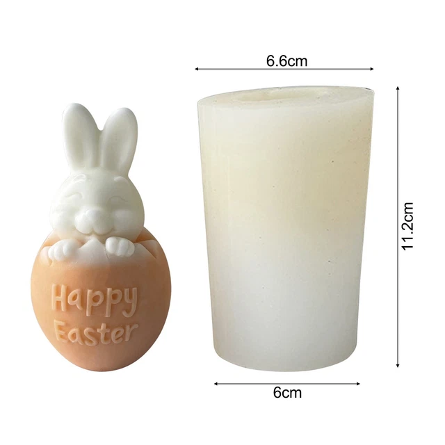 1 pieza X molde de silicona conejo de Pascua forma vela hágalo usted mismo Pascua conejos rotos