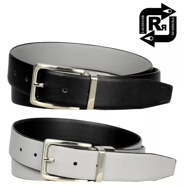 2-Pack: Men's Genuine Leather Reversible Dress Belts - Assorted Colors 2