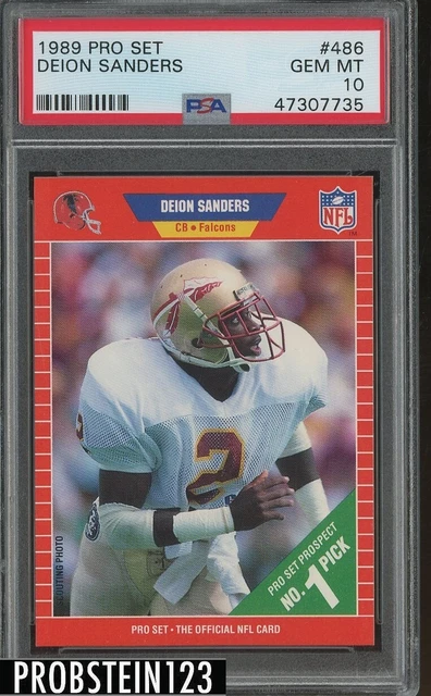 1989 Pro Set Football #486 Deion Sanders Atlanta Falcons RC Rookie HOF PSA 10
