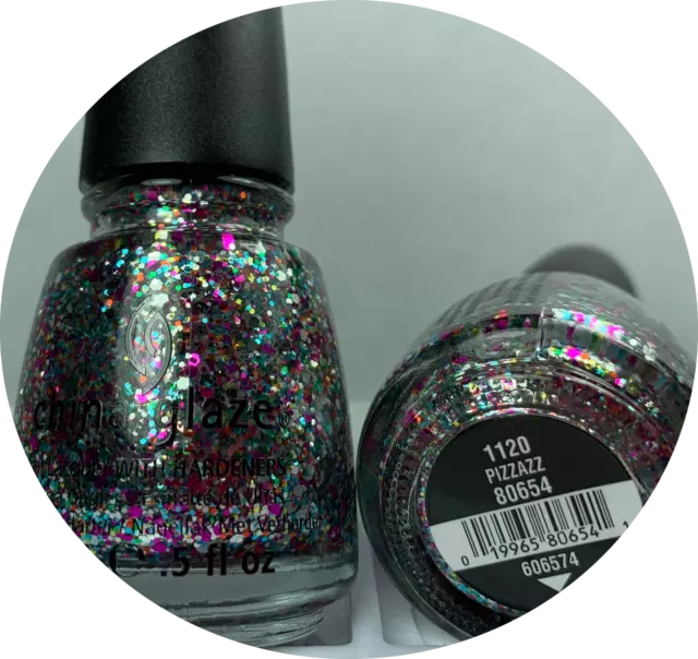 China Glaze Nail Polish * PIZZAZZ * 1120 #80654 * Multi Colored Glitter Lacquer