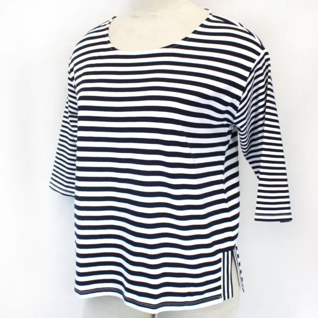 TALBOTS Plus 100% Cotton Striped Short Sleeve  PULLOVER Top 2X Petite