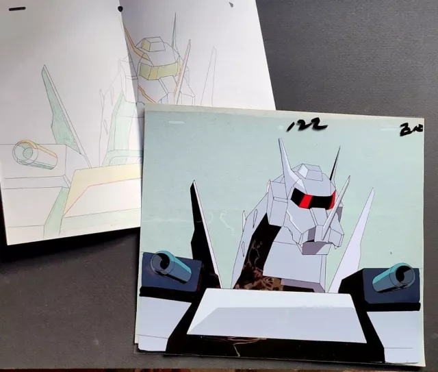 Orig Japanese Anime Cel + Genga, Mecha Robot UNKNOWN SHOW #85 RAY ROHR Artifacts