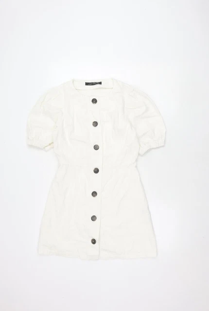 chinese dress ladies Zara White Linen Short Sleeve Collared Button Down Maxi Shirt Dress Si –  Brie