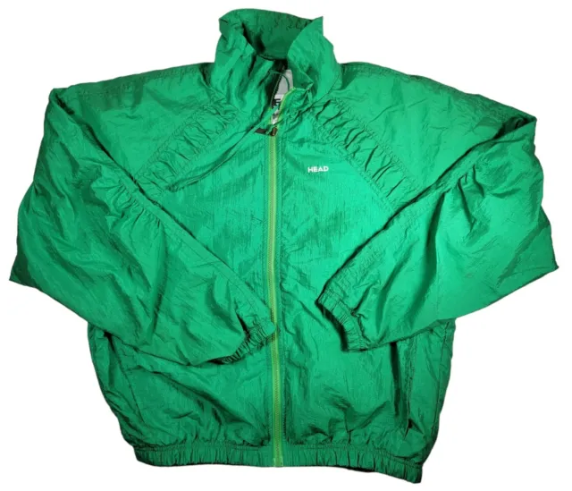 Vintage HEAD Womens Bright Green Windbreaker jacket 1980s 1990s Size Medium.