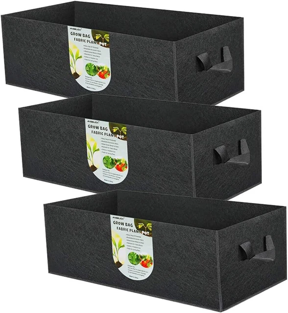 ANGELIOX 3-Pack Grow Bags 300GThickened Fabric Garden Bed Square Flower Plant P
