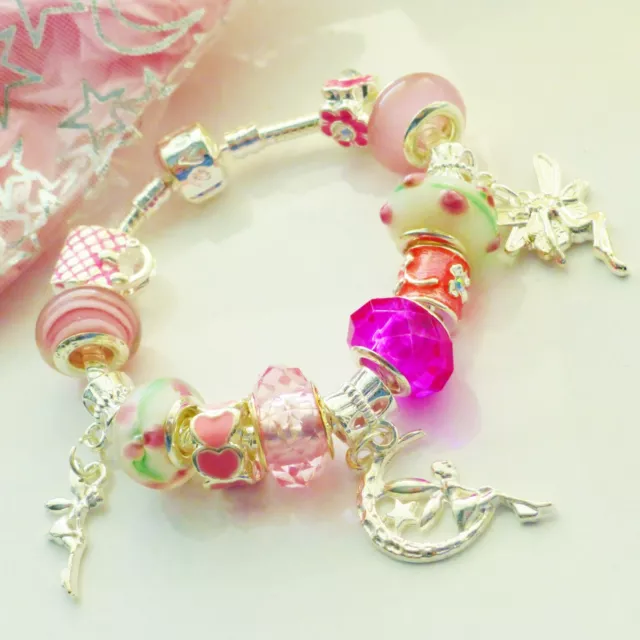 All Fairies charm bracelet choose pink blue purpal or plain kids women girls