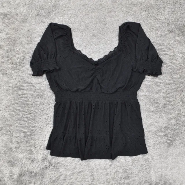 Torrid Women's Size 2 Basic  Black Solid Polyester V-Neck Plus