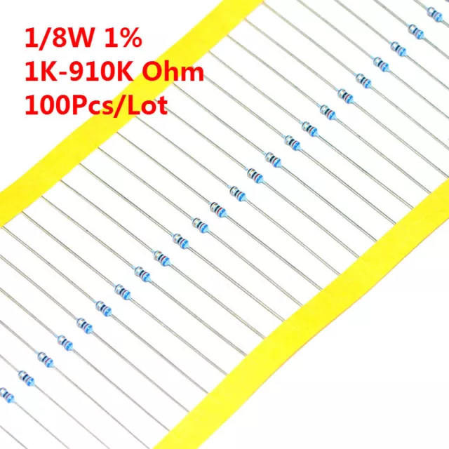 100Pcs 1/8W 1/8 W Metal Film Resistor ±1% 1K -910K Ω Ohm 1 K - 910 K