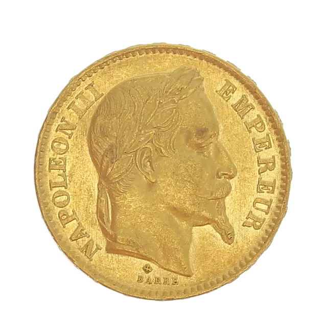 Monnaie France 20 Francs Napoléon III Or 1868 Strasbourg (BB) P14031