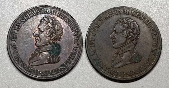 1812 Lower Canada Wellington Half Penny Tokens Lot of 2