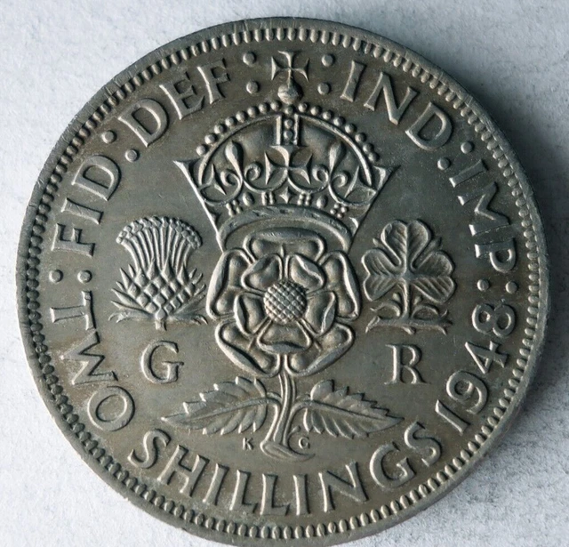 1948 GREAT BRITAIN FLORIN - Excellent Coin - FREE SHIP - Bin #58