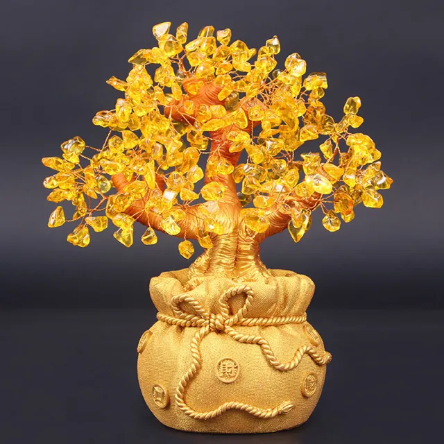Bonsái de cristal natural árbol del dinero árbol de la suerte feng shui árbol del dinero decoración del hogar