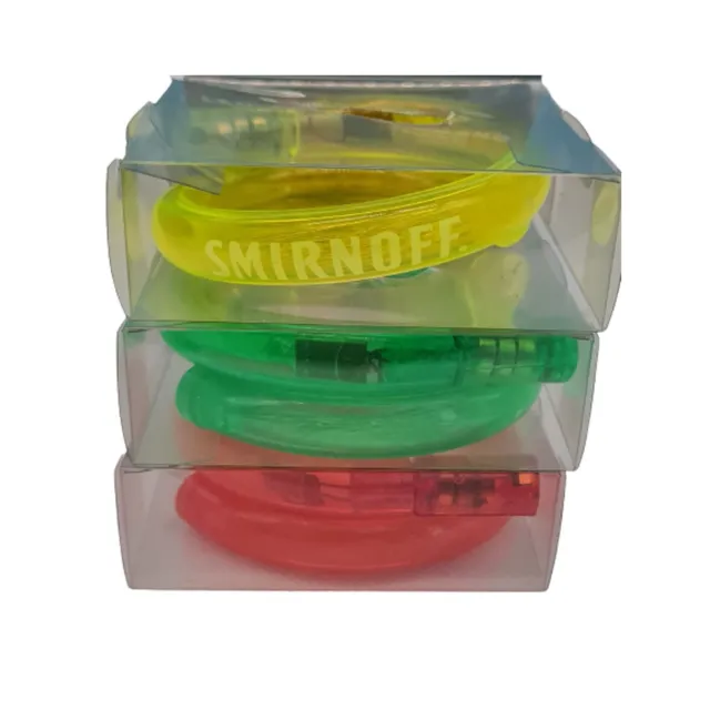 Smirnoff LED Armband Vodka Armreif 3er Set gelb rot grün blinkend leuchtend Bar